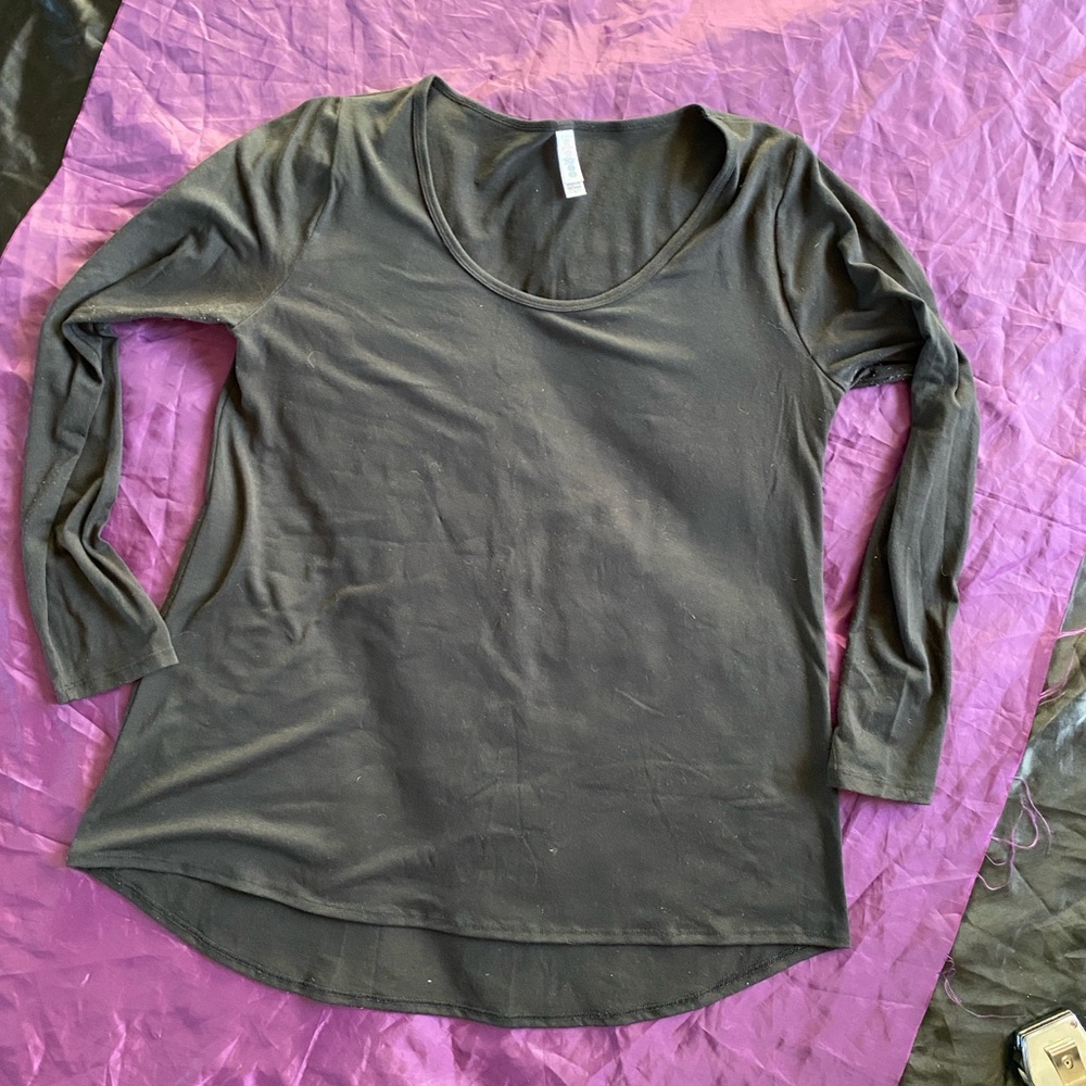 LuLaRoe Hudson Charcoal Long Sleeve Top
